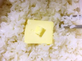 8、蔓越莓糯米饭,糯米饭煮熟后，乘热放入黄油