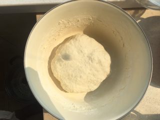 5、韭菜盒子,然后揉成光滑面团 盖上盖子或者保鲜膜都行 备用