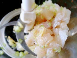 8、脆弹鱼丸,混合匀后放入绞肉机中