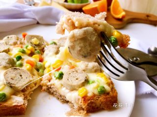 13、牛肉丸吐司披萨,尝一口