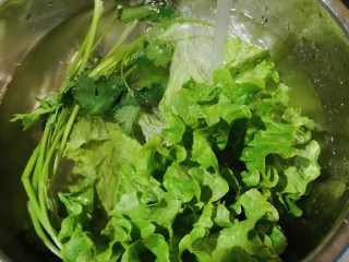 5、冬至美食 羊肉火锅,生菜 香菜冲洗干净