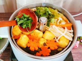 19、冬至美食 羊肉火锅,最后放入香菜  边吃边聊