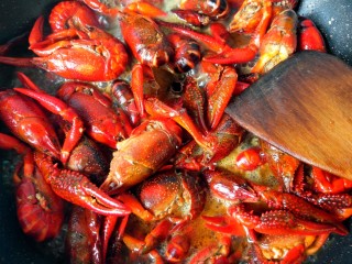 14、香辣小龙虾,大火烧开,中小火煮15分钟。