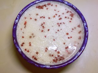 1、红豆粽子,糯米与红豆混合，用清水提前浸泡六个小时。