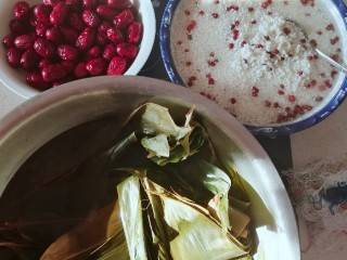 4、红豆粽子,食材准备完毕