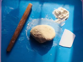 10、猪肉莲藕饺子,将醒好的面团反复揉搓。