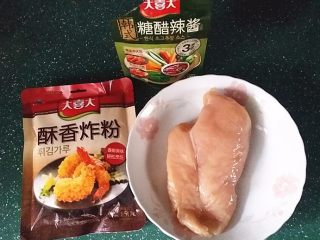 1、韩国糖醋肉,准备好所有食材