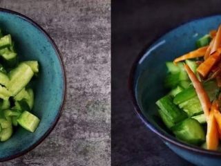 10、何必浪荡街头，在家也能嗦一碗粉,剩下的酸笋豆角淋在黄瓜上拌匀