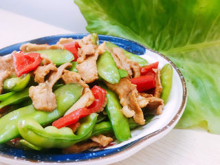 15、荷兰豆炒肉片,装盘