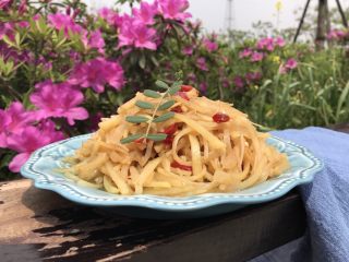 16、蒜香酸辣土豆丝,来个近景，是不是好诱人(❀ฺ´∀`❀ฺ)ﾉ