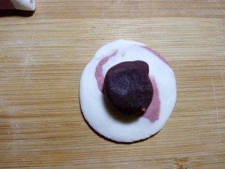 12、#欢度元宵#雨花石汤圆,放上红豆沙馅。豆沙馅买的是展艺的水豆沙，也可以用自己炒的红豆沙馅。