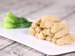 20、芝麻鱼条,最终的成品菜,很漂亮呀