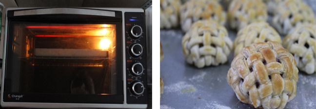 21、锦绣中华绣球塔,放入预热180度的烤箱，中层，上下火，20分钟左右，表面上色即可。