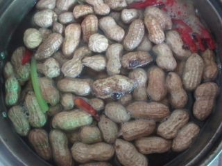 7、水煮花生,将花生倒入锅内