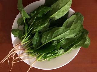 3、瘦肉菠菜煲,将菠菜用冷水浸泡一会，在清洗干净