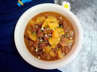 25、萝卜炖牛腩,把葱洗净，切成葱花，撒到牛腩上就完工啦。汤汁拌饭，拌面都超赞的哟????