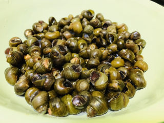 3、麻辣田螺,把螺洗净；