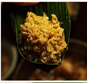 9、瑶柱酱肉粽,用糯米将瑶柱均匀的盖住