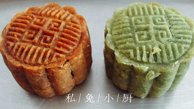 抹茶桃山皮红豆月饼附红豆馅做法
