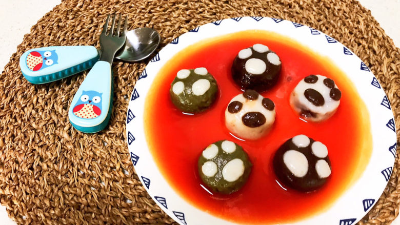 冬至美食茄汁三味猫爪汤圆