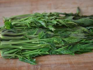 12、香椿拌豆腐,捞出控干水分，放菜板上。