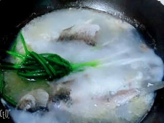 7、香浓鲫鱼汤,放入葱姜盐