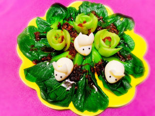 21、蒜蓉小油菜,可爱版的蒜蓉小油菜，出锅啦！