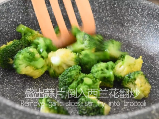 6、防抗癌明星蒜蓉西兰花，怎么样做才好吃？,倒入西兰花翻炒，加少许盐