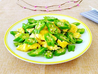 13、鸡蛋炒秋葵,做好的鸡蛋炒秋葵