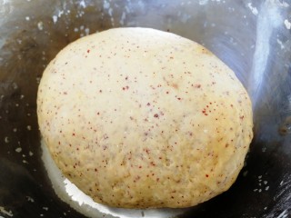 8、红枣馒头,再揉成光滑面团。盖上保鲜膜，放到室内温暖的地方发酵大约一个半小时。