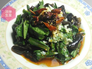 13、凉拌生菜,这样一盘简单易做，美味可口的素菜就等着享用了。同样方法，用油麦菜和木耳也可做出一样的菜肴。