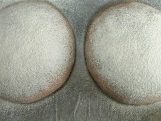 14、红酒果料面包,发酵好后用晒网加面粉均匀在面团表面轻晒上面粉