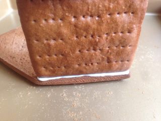 12、圣诞姜饼屋,将一部分蛋白霜装进裱花袋里,将屋子的零件组装起来