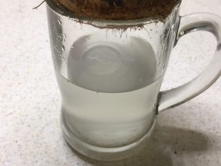 2、沙参玉竹椰子鸡汤(附开椰子方法),找个大一点的杯子倒扣,倒出椰汁。这时候你尝一下,要是又苦又涩,那椰汁就不要了,不适合煲汤。