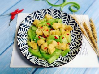 17、丝瓜炒油条,成品图