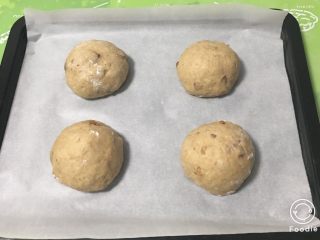 20、红枣全麦面包+小麦预拌粉版,放入烤盘中。