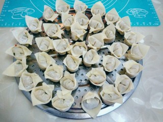 8、虾皮猪肉馄饨,这是包好的馄饨，漂亮吧。