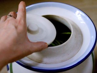 11、绿色美食+自制酸豆角,先盖上最里面的小盖子