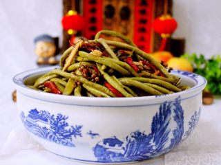 16、绿色美食+自制酸豆角,成品一