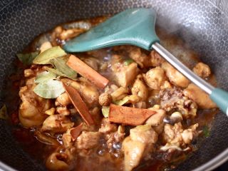 10、香菇板栗鸡块,加入桂皮和草寇，香叶。