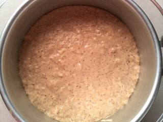 4、红枣发糕,倒入模具，盖保鲜膜发酵2小时