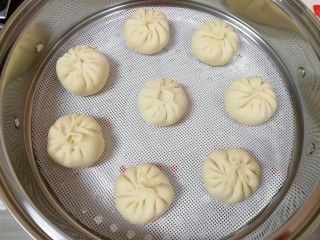 17、牛肉小笼包,蒸锅内放水，篦子上铺好硅胶垫，放上做好的小笼包，盖上锅盖二次发酵15分钟左右，包子明显变大，凉水上锅，上汽后大火蒸12分钟。关火以后焖3-5分钟。