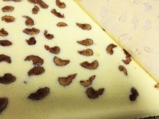 19、红枣蛋糕卷,掀掉烤盘纸。