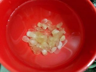 3、女人不可或缺的养颜羹,皂角米泡发。以上三样可以前一晚泡发，第二天就可以煲了