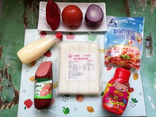 1、芝士焗年糕,准备好材料