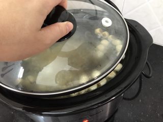 7、花胶莲子银耳糖水,盖起锅盖,煮四个小时(我这是慢炖锅,所以时间比较长,一般的汤锅煮2小时左右就可以了