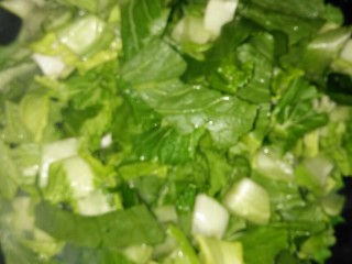 5、白菜豆腐汤,锅里加入小白菜