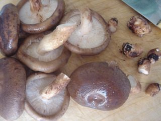 2、香菇炖鸡,洗净后剪去根部