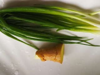 4、清蒸多宝鱼,葱姜洗净