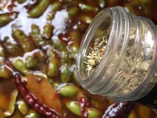 10、卤毛豆,加入意式什香草，这个特别香，做卤菜或肉类特别推荐～因为卤药里香草的含量比较少，特意多加了点～将洗净的卤药加进锅里～
